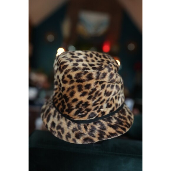 Vintage Jonquil Faux Fur Leopard Bucket Style Hat Clueless Cher Rockabilly main image 5